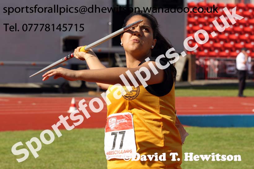 Inter girls javelin, English Schools Track and Field. Photo: David T. Hewitson/Sports for All Pics